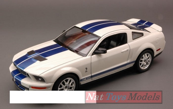 MODELLINO IN SCALA COMPATIBILE CON SHELBY COBRA GT 500 2007 WHITE 1:24 WELLY WE1543
