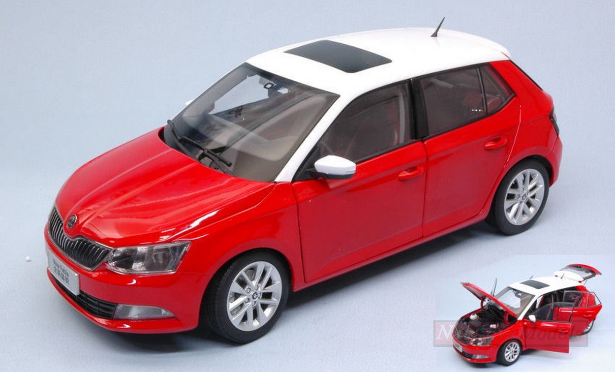 MODELLINO IN SCALA COMPATIBILE CON SKODA FABIA III 2015 RED 1:18 ABREX AB18034SB