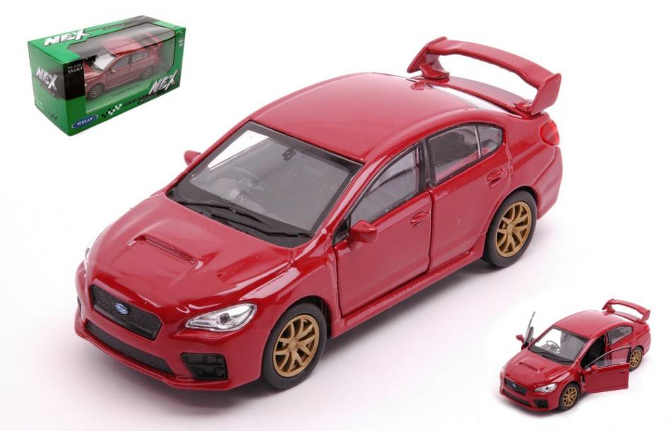 MODELLINO IN SCALA COMPATIBILE CON SUBARU IMPREZA WRX STi AMARANT RED SCALA 1:34-39 cm 11 WELLY WE39169T