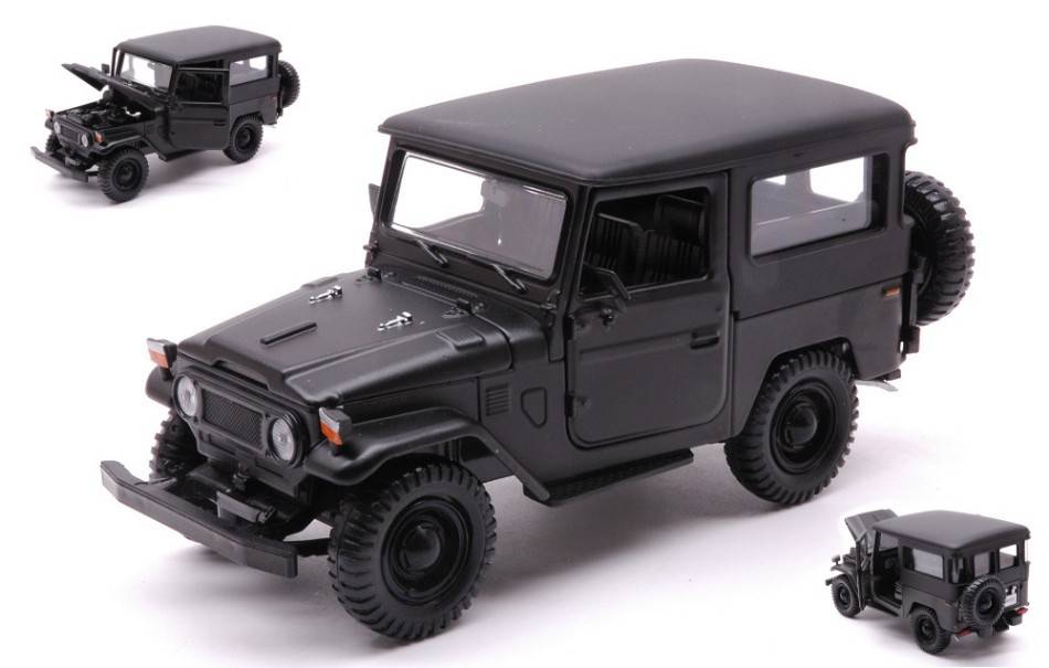 MODELLINO IN SCALA COMPATIBILE CON TOYOTA FJ40 1974 HARD TOP MATT BLACK 1:24 MOTORMAX MTM79323MBK
