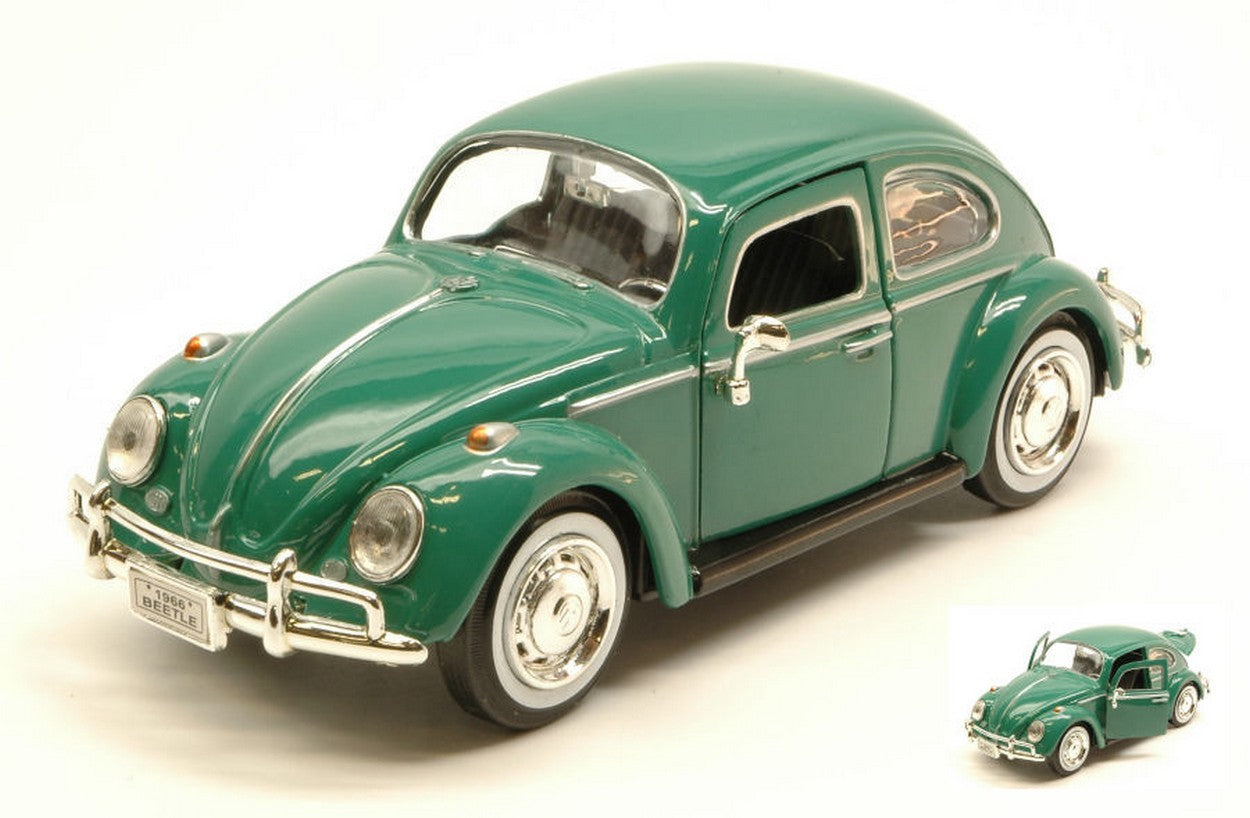 MODELLINO IN SCALA COMPATIBILE CON VW BEETLE 1966 GREEN 1:24 MOTORMAX MTM73223GN