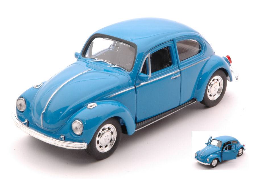 MODELLINO IN SCALA COMPATIBILE CON VW BEETLE BLUE cm 11 WELLY WE42343WBL MODEL