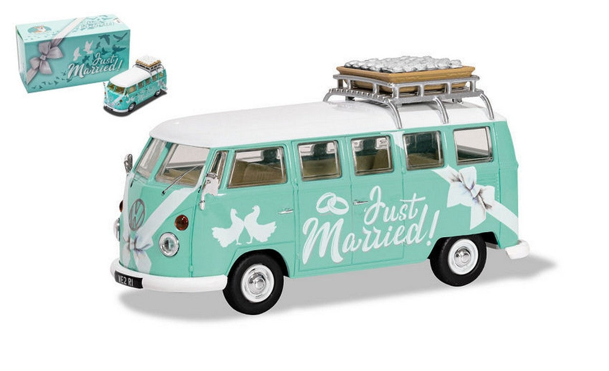 MODELLINO IN SCALA COMPATIBILE CON VW CAMPER JUST MARRIED 1:43 CORGI CC02737