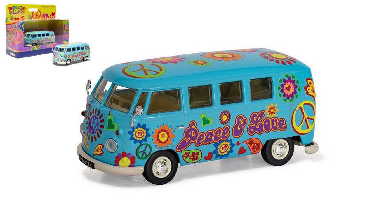 MODELLINO IN SCALA COMPATIBILE CON VW CAMPER PEACE LOVE FREEDOM 1:43 CORGI CC02738