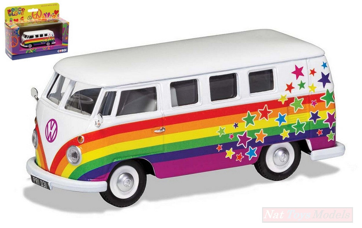 MODELLINO IN SCALA COMPATIBILE CON VW CAMPERVAN PEACE LOVE AND WISHES 1:43 CORGI CC02731
