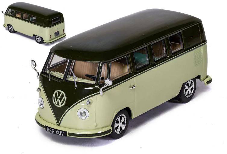 MODELLINO IN SCALA COMPATIBILE CON VW CAMPERVAN TYPE 2 T1 PALM GREEN AND SAND 1:43 VANGUARDS VA14502