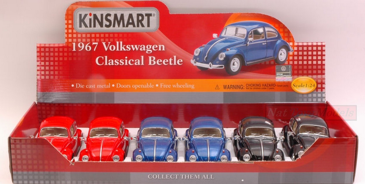 MODELLINO IN SCALA COMPATIBILE CON VW CLASSIC BEETLE 1967 1:24 KINSMART KT7002D