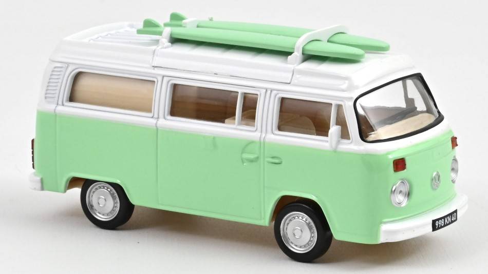 MODELLINO IN SCALA COMPATIBILE CON VW COMBI T2b CAMPER VAN 1973 GREEN JET-CAR 1:43 NOREV NV841103
