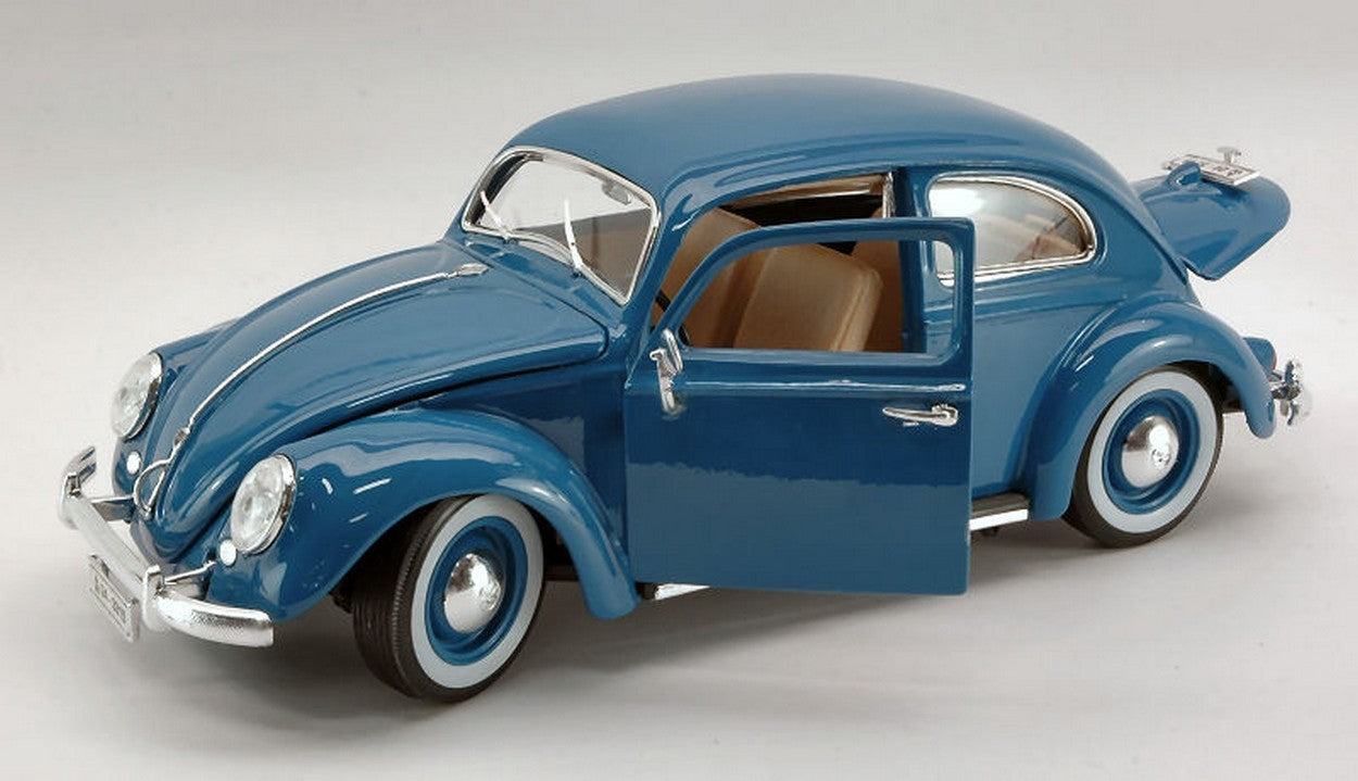 MODELLINO IN SCALA COMPATIBILE CON VW KAFER BEETLE 1955 BLUE 1:18 BURAGO BU12029BL