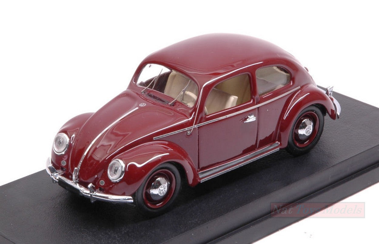 MODELLINO IN SCALA COMPATIBILE CON VW MAGGIOLINO 1200 DE LUXE 1953 RED BORDEAUX 1:43 RIO RI4565