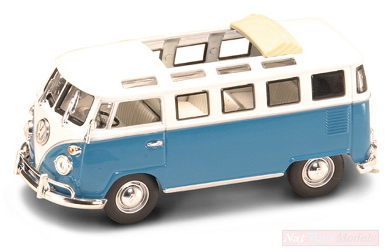 MODELLINO IN SCALA COMPATIBILE CON VW MICROBUS 1962 BLUE/WHITE 1:43 LUCKY DIE CAST LDC43208BL