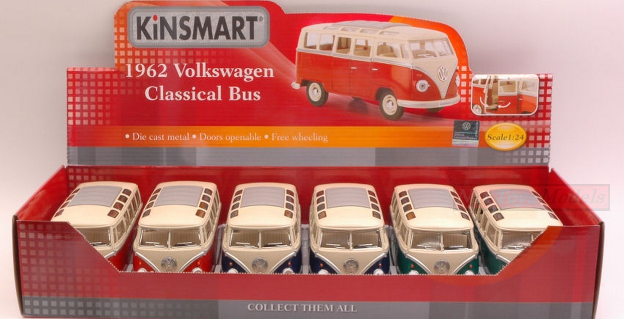 MODELLINO IN SCALA COMPATIBILE CON VW SAMBA 6 BUS 1967 1:24 KINSMART KT7005D