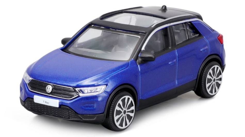 MODELLINO IN SCALA COMPATIBILE CON VW T-ROC 2021 BLUE 1:43 BURAGO BU30455B MODEL