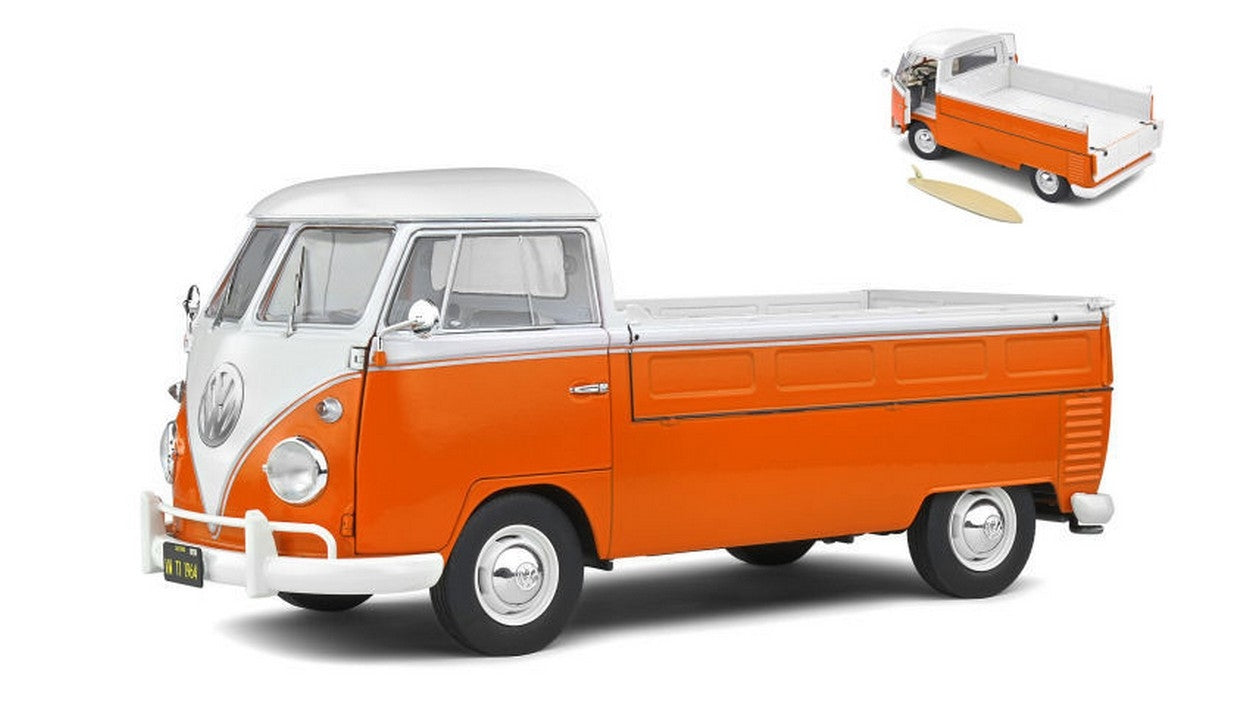MODELLINO IN SCALA COMPATIBILE CON VW T1 PICK UP 1950 ORANGE/WHITE 1:18 SOLIDO SL1806701