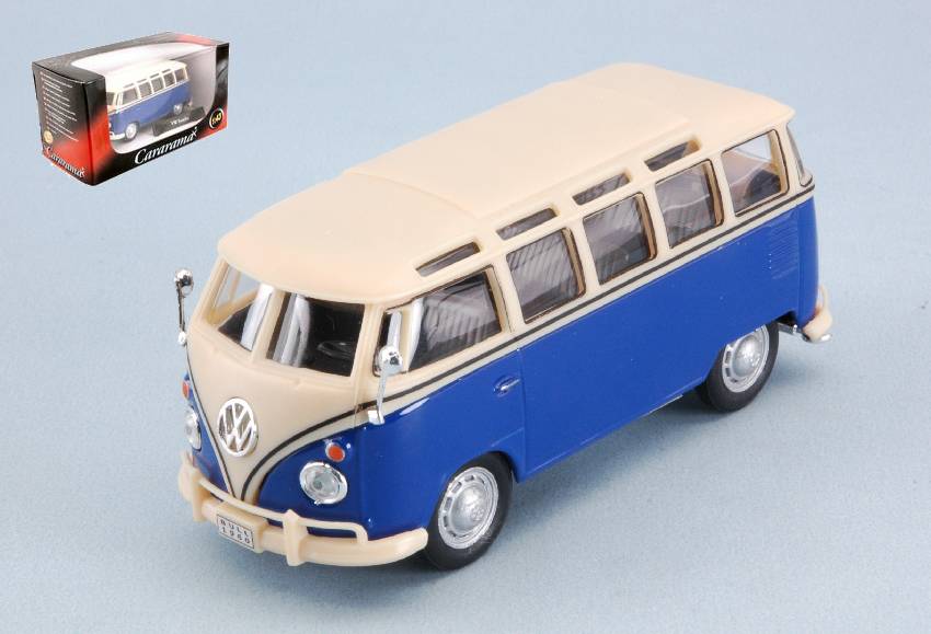 MODELLINO IN SCALA COMPATIBILE CON VW T1 SAMBA BLUE/CREAM 1:43 CARARAMA CA60330B