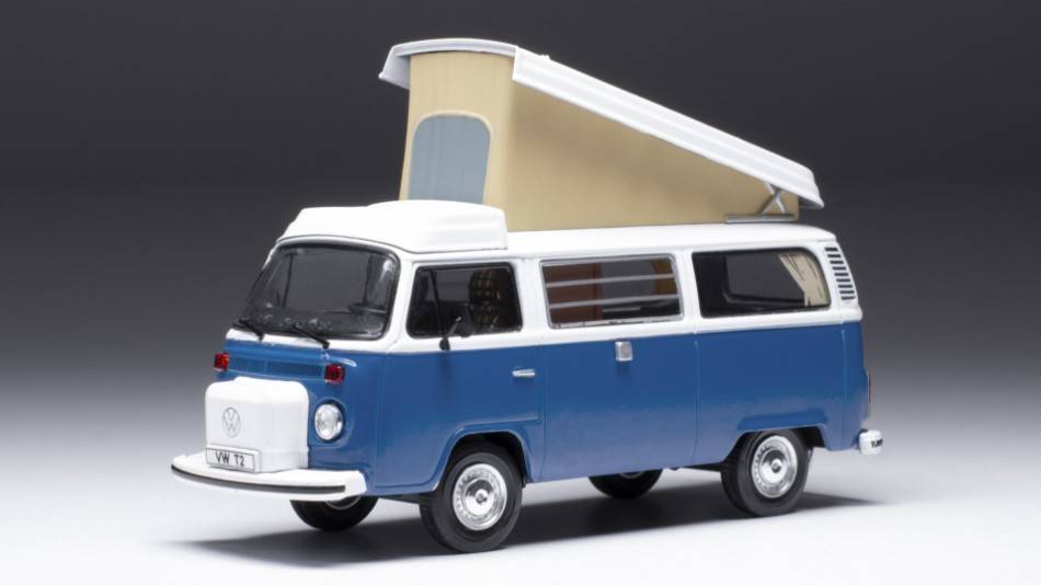 MODELLINO IN SCALA COMPATIBILE CON VW T2 WESTFALIA 1978 BLUE/WHITE 1:43 IXO MODEL CLC502