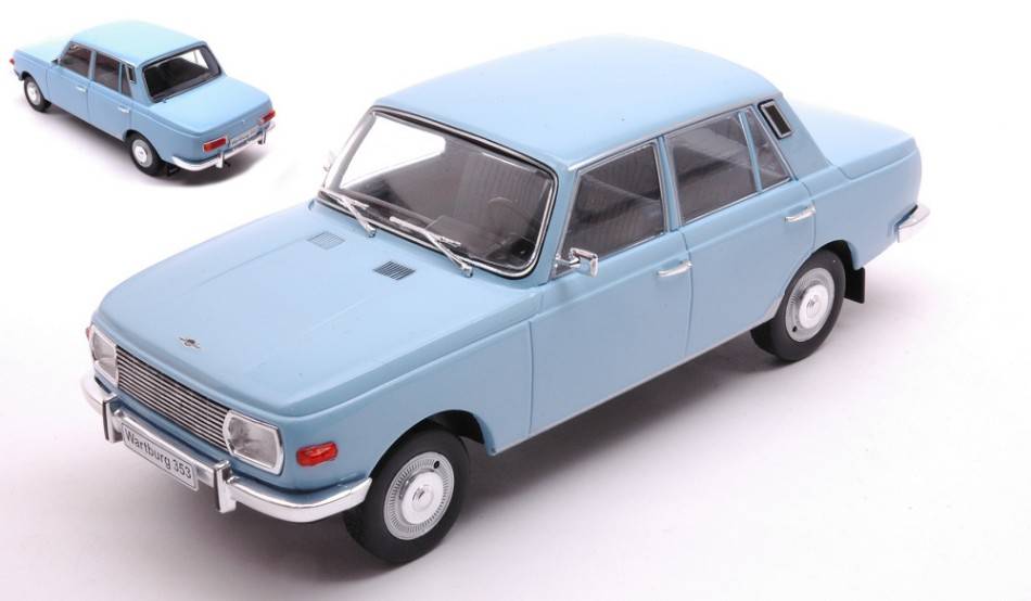 MODELLINO IN SCALA COMPATIBILE CON WARTBURG 353 1967 LIGHT BLUE 1:24 WHITEBOX WB124159