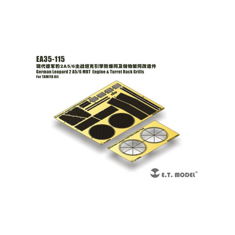 Fotoincisione: MBT Leopard 2 A5 / German A6 - Griglie per motore e torretta. E.T. MODEL EA35-115
