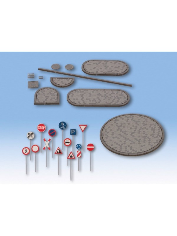 NOCH 60525 Scala HO Set decorazione strade (tombini, segnali stradali, ecc)