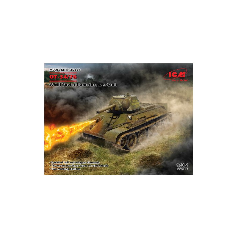 OT-34/76 Carro armato lanciafiamme sovietico della seconda guerra mondiale. ICM 35354
