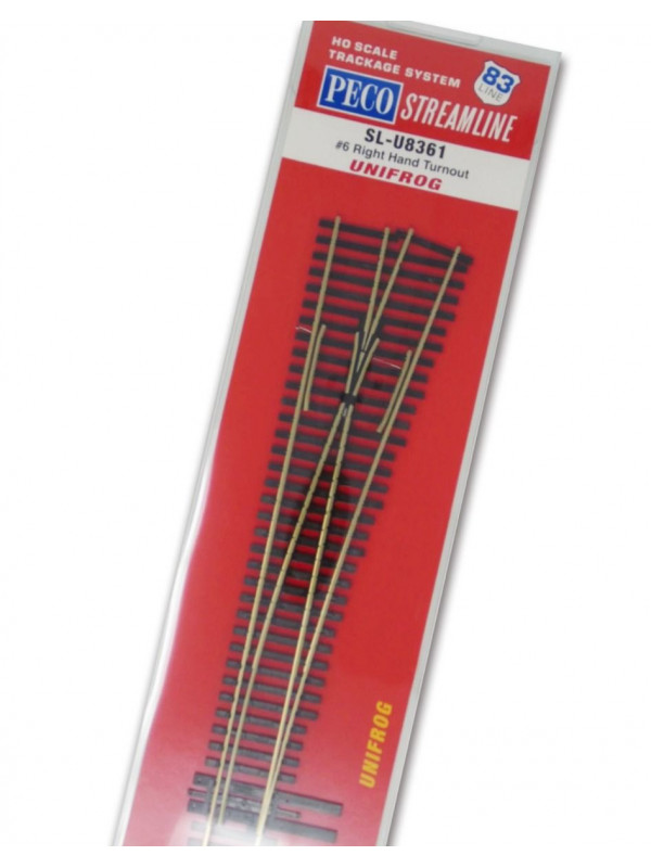 PECO SL-U8361 Scala HO Codice 83 Unifrog: Scambio lungo destro 9,5° 223,5 mm