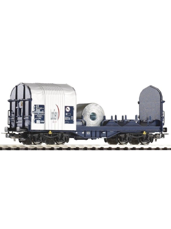 PIKO 54396 Scala HO Expert: Carro con telone scorrevole Shimmns LogServ aperto