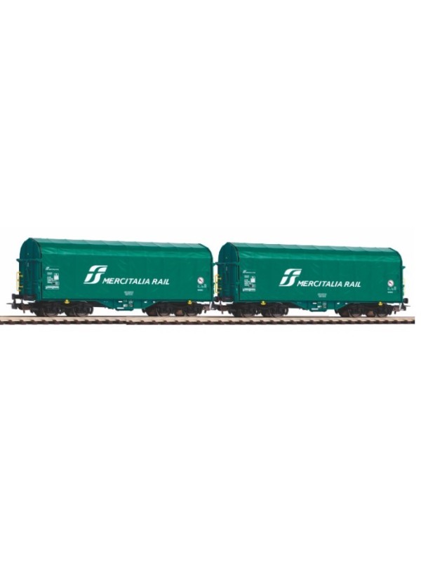 PIKO 58256 Scala HO Set due carri a carrelli con telone scorrevole FS epoca VI