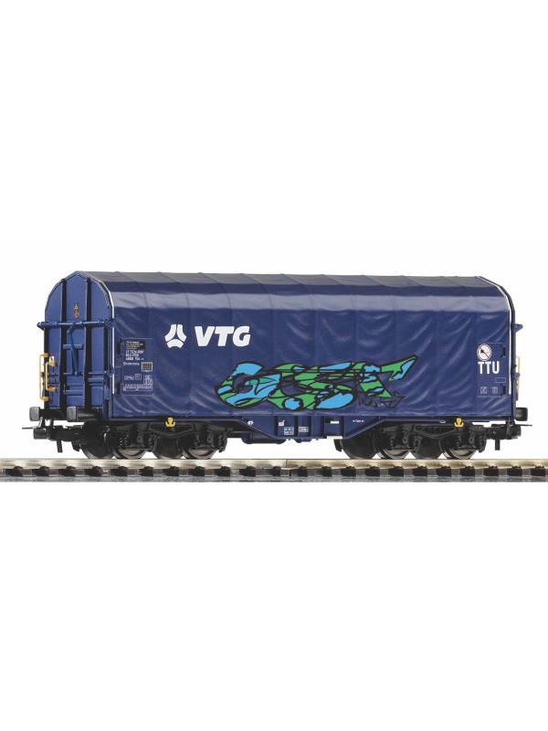 PIKO 58965 Scala HO Expert:Carro a carrelli con telone VTG con graffiti epoca IV