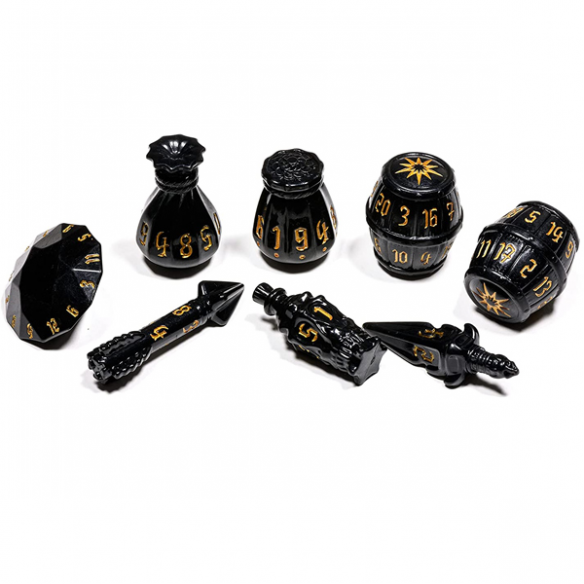 PolyHero Rogue - Set da 8 Dadi a Facce Miste - Nightshade