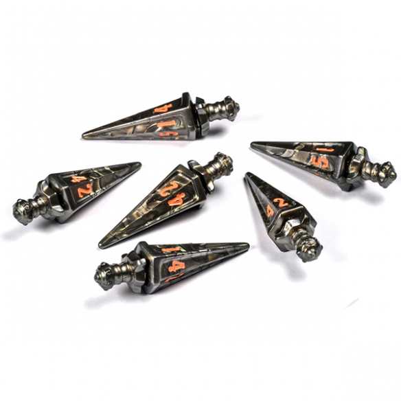 PolyHero Warrior - Set da 6 Dadi a 6 Facce - Swords Steel Grey