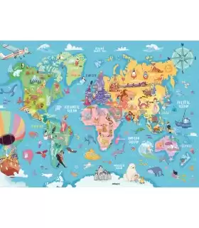 Puzzle da 100 Pezzi XXL - Mappa del Mondo