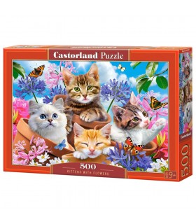 Puzzle da 500 Pezzi Gattini con Fiori