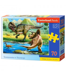 Puzzle da 70 Pezzi - Tirannosauro Contro Triceratopo