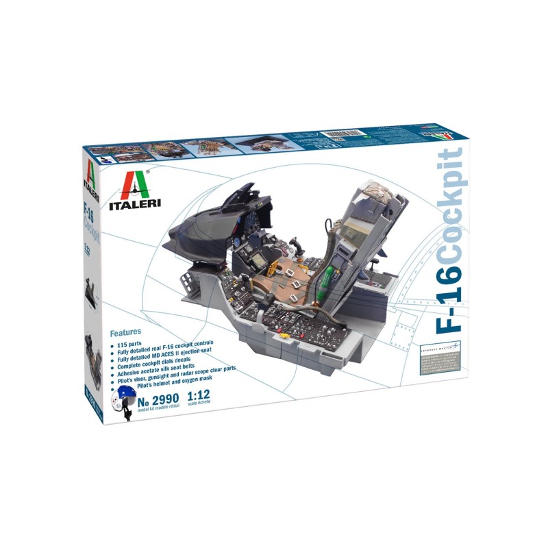 Riproduzione della cabina di pilotaggio di un F-16. Scala 1/12. ITALERI 2990