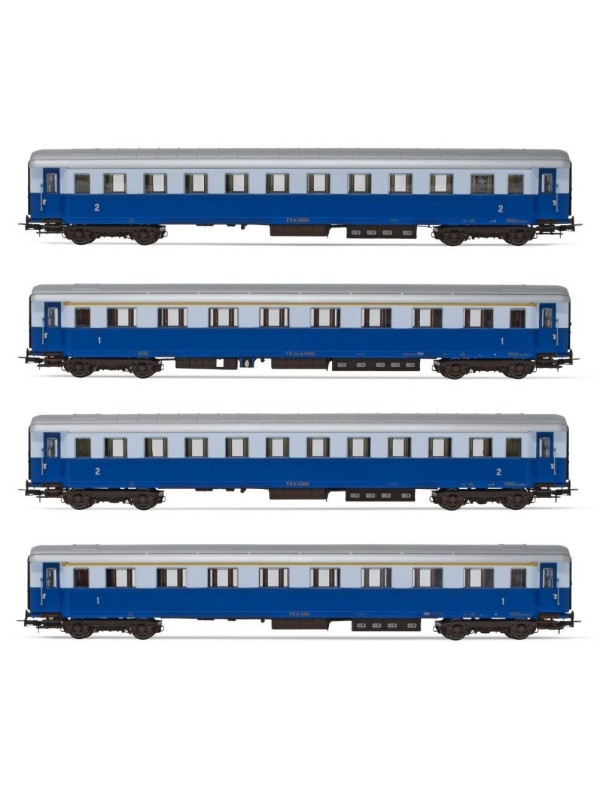 RIVAROSSI HR4324 Scala HO Set 4 Carrozze 'Treno Azzurro' FS in epoca IIIb