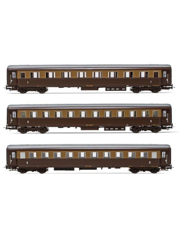 RIVAROSSI HR4326 Scala HO FS Set 3 Carrozze in livrea castano/isabella ep. III