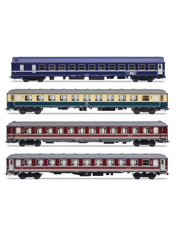 RIVAROSSI HR4374 Scala HO Set 4 carrozze Italien-Holland Express FS/DB/NS ep. V