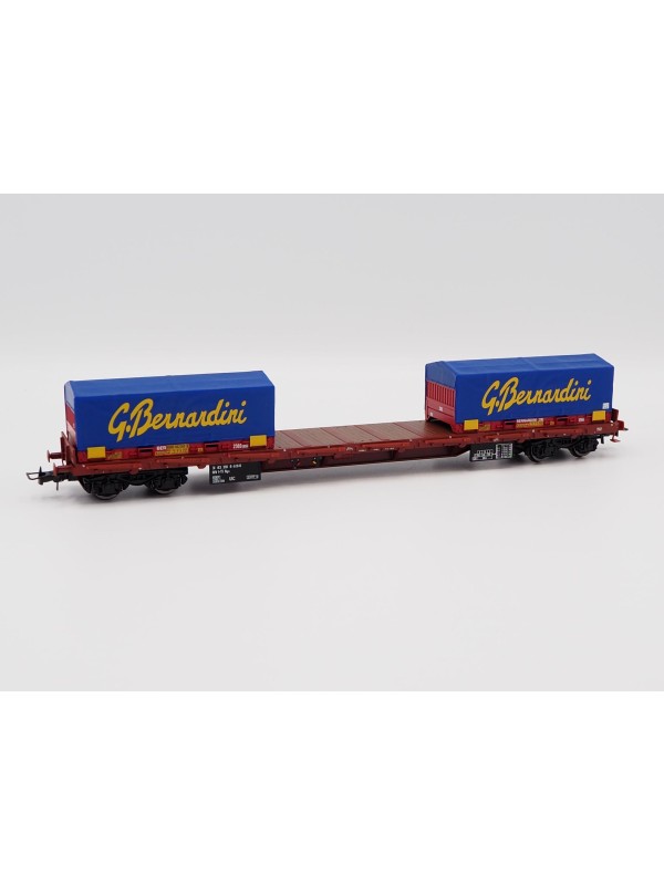 RIVAROSSI HR6555 Scala HO Carro pianale tipo Rgs FS con container 'Bernardini'