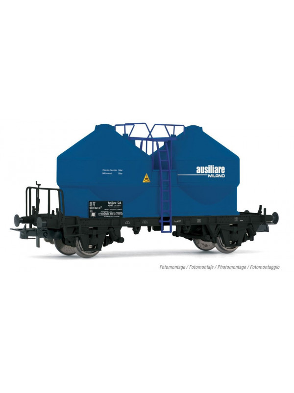 RIVAROSSI HR6573 Scala HO Carro silo a 2 assi FS livrea blu Ausiliare epoca IV