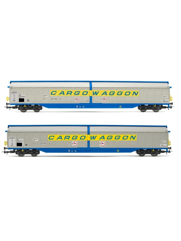 RIVAROSSI HR6599 Scala HO Set di 2 carri a pareti scorrevoli "Cargowaggon" DB