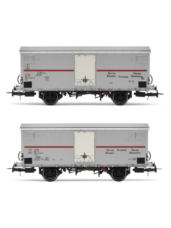 RIVAROSSI HR6604 Scala HO Set di 2 carri FS refrigerati livrea argento epoca IV