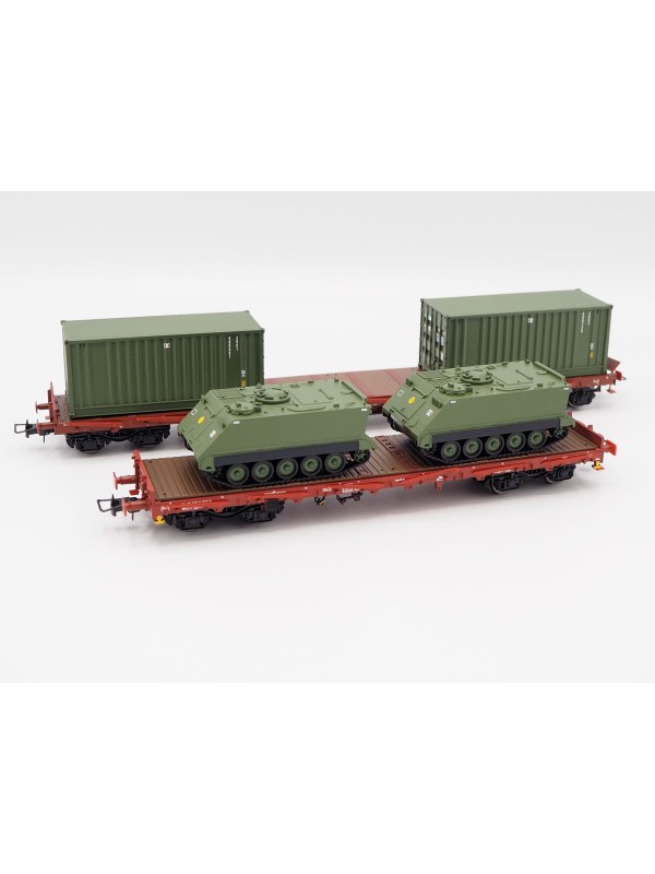 RIVAROSSI HR6612 Scala HO Set 2 carri pianali FS trasporto veicoli militari