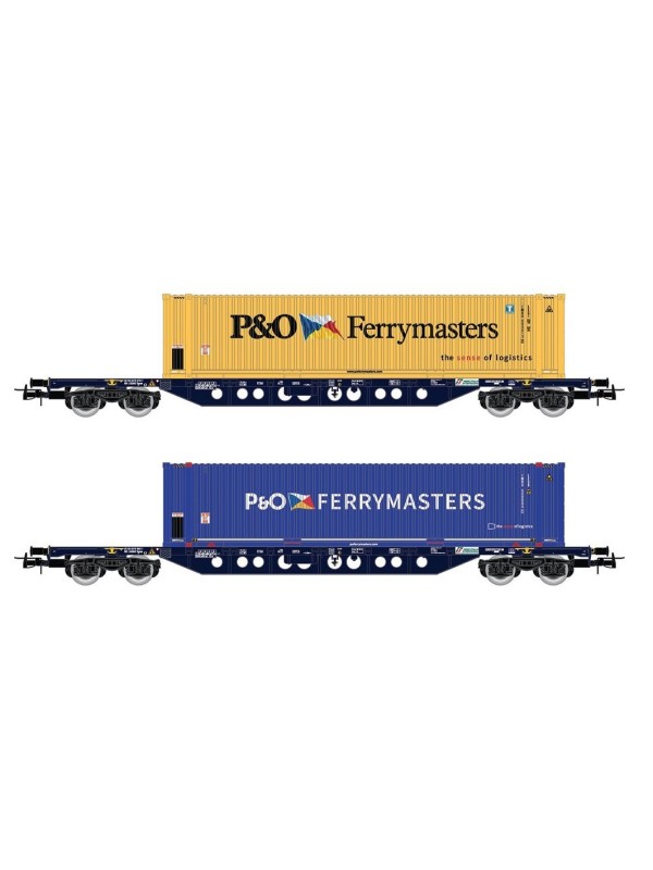 RIVAROSSI HR6614 Scala HO Set 2 carri porta container P&O Ferrymaster epoca IV