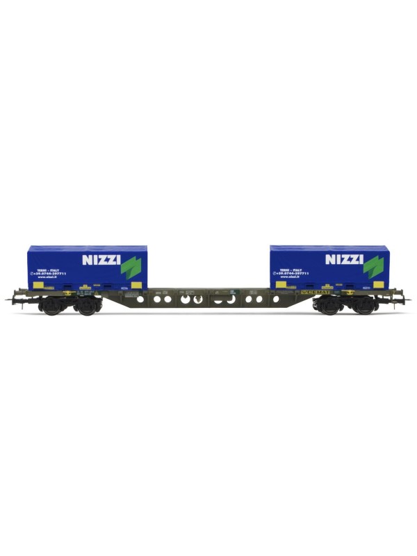 RIVAROSSI HR6615 Scala HO Carro FS porta container a 4 assi tipo Sgns Nizzi