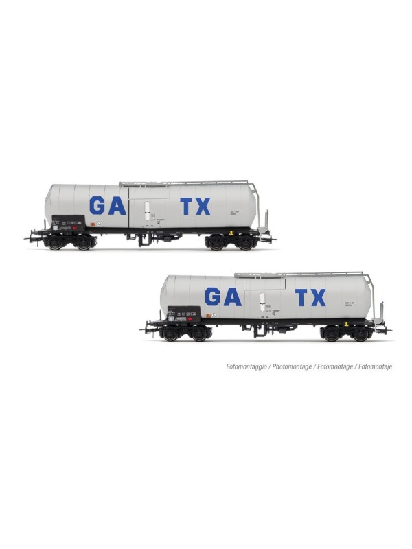 RIVAROSSI HR6667 Scala HO Set due carri cisterna a 4 assi grigio chiaro GATX
