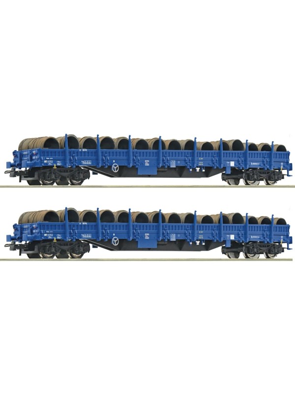 ROCO 6600099 Scala HO Set due carri con stanti a carrelli PKP Cargo
