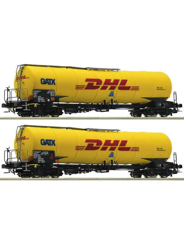 ROCO 76024 Scala HO Set due carri cisterna a carrelli GATX / DHL
