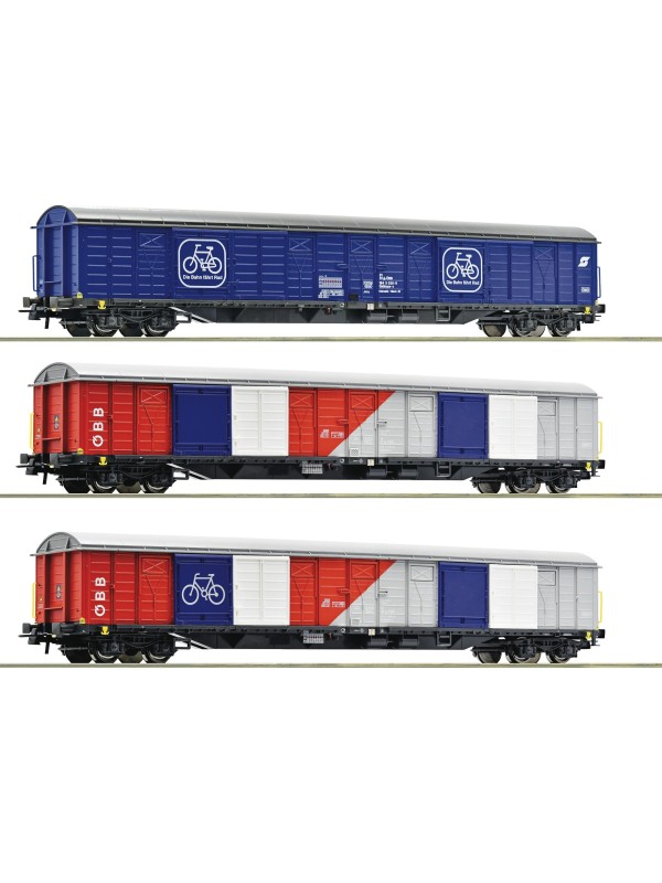 ROCO 77022 Scala HO Set 3 carri tipo Gabkqss-x OBB per trasporto bici in ep. V