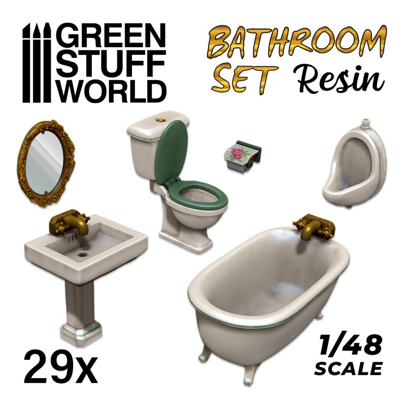 Set da bagno e toilette in resina. GREEN STUFF WORLD 504179