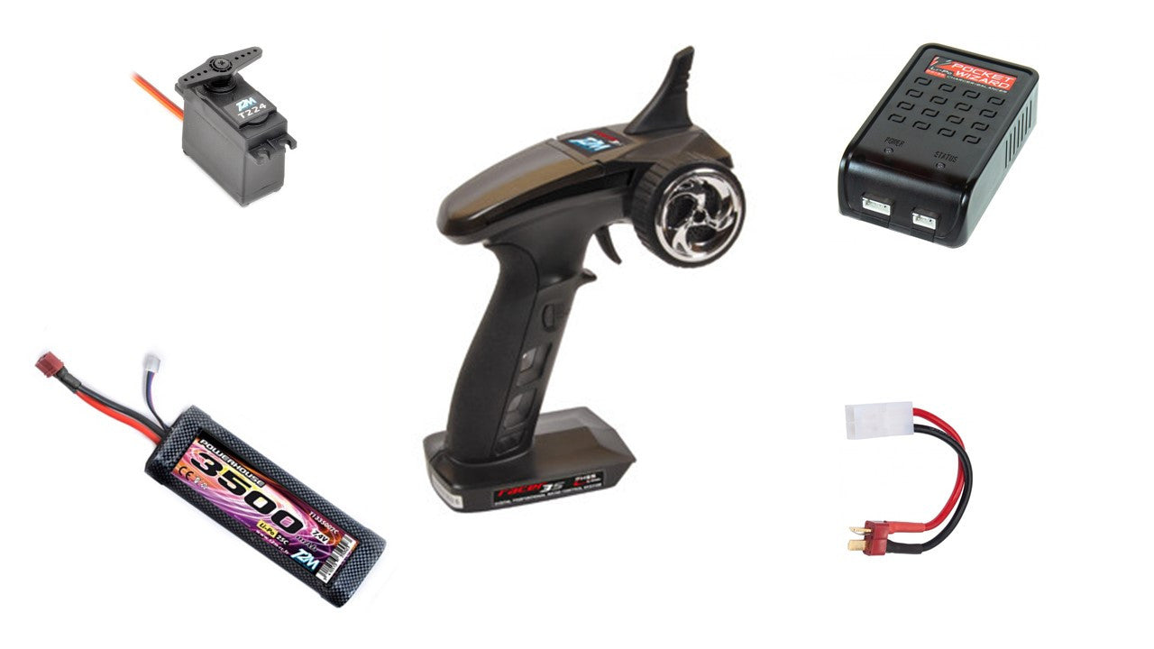 Pacchetto radio T2M Racer 3S + caricatore + Lipo 2S 4200mAh + servo T224 T4618L1